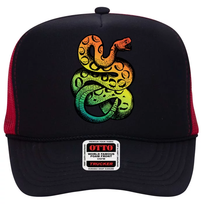 Rainbow Rattlesnake High Crown Mesh Trucker Hat