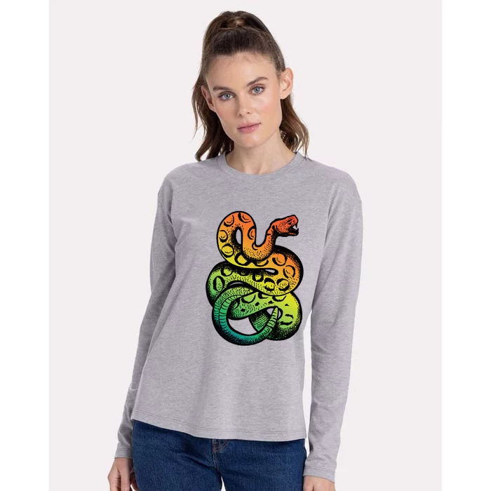 Rainbow Rattlesnake Womens Cotton Relaxed Long Sleeve T-Shirt