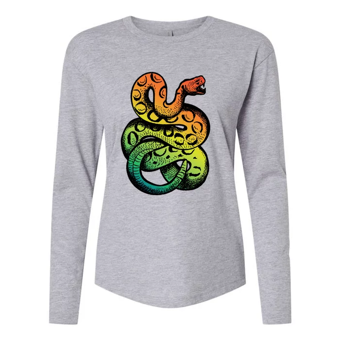 Rainbow Rattlesnake Womens Cotton Relaxed Long Sleeve T-Shirt