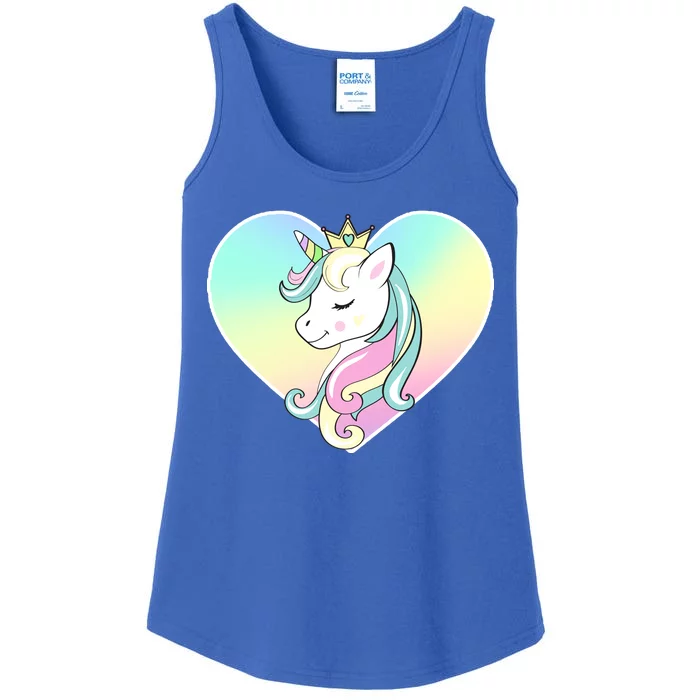 Rainbow Unicorn Heart Ladies Essential Tank