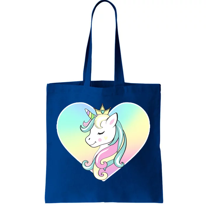 Rainbow Unicorn Heart Tote Bag