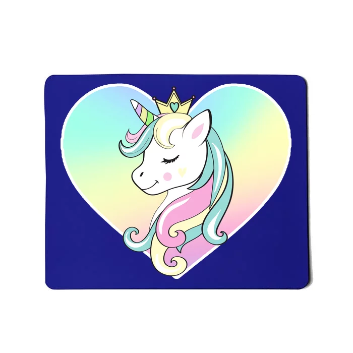 Rainbow Unicorn Heart Mousepad