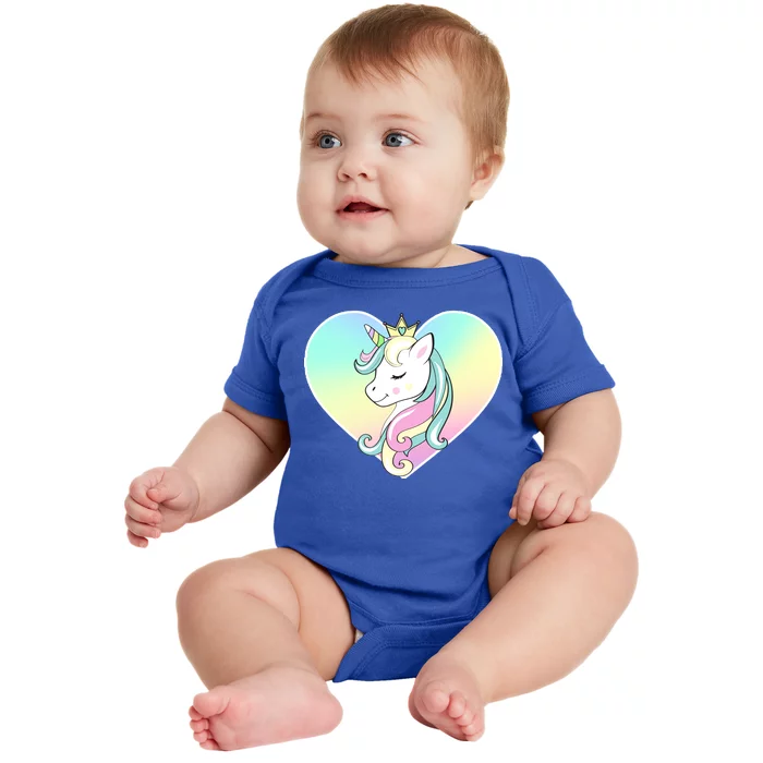 Rainbow Unicorn Heart Baby Bodysuit