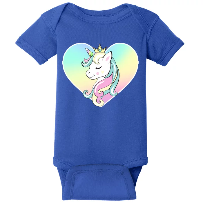 Rainbow Unicorn Heart Baby Bodysuit