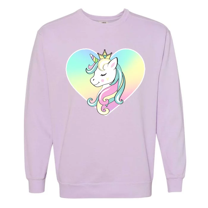 Rainbow Unicorn Heart Garment-Dyed Sweatshirt