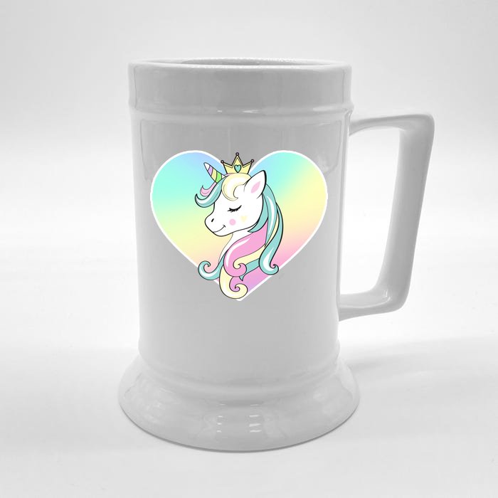 Rainbow Unicorn Heart Front & Back Beer Stein