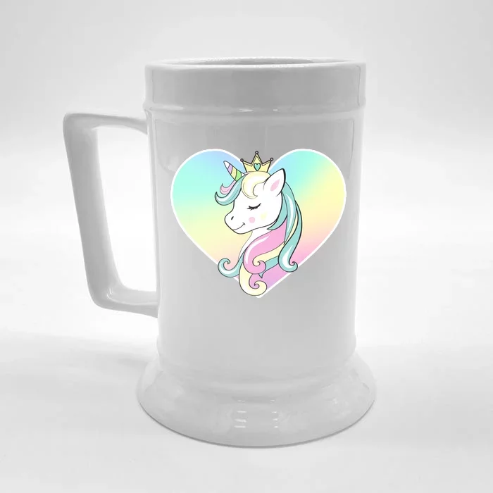 Rainbow Unicorn Heart Front & Back Beer Stein