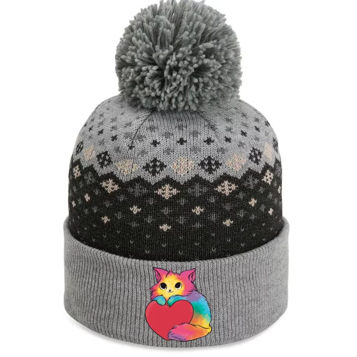 Rainbow Valentine Kitten The Baniff Cuffed Pom Beanie