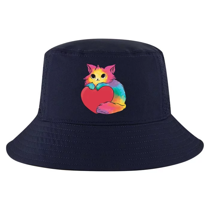 Rainbow Valentine Kitten Cool Comfort Performance Bucket Hat