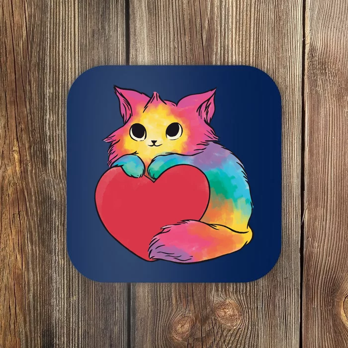 Rainbow Valentine Kitten Coaster