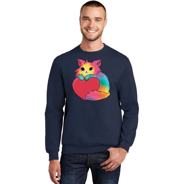 Rainbow Valentine Kitten Tall Sweatshirt