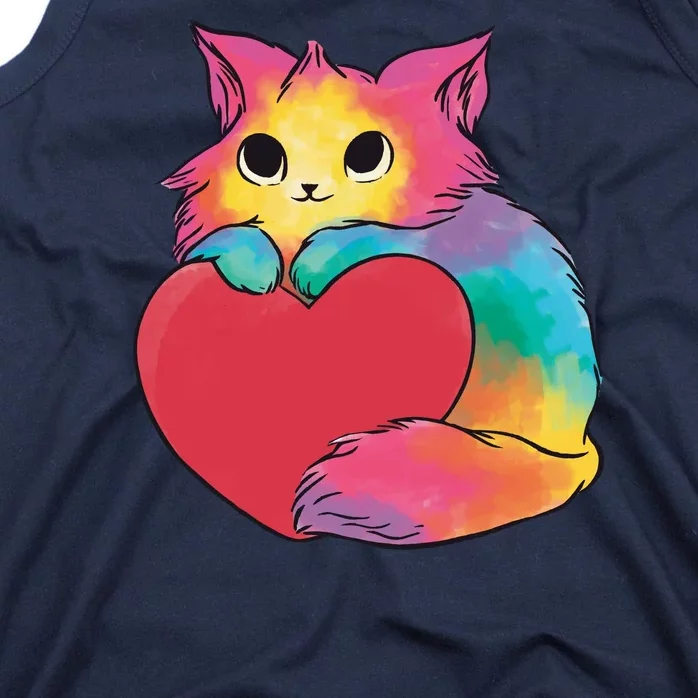 Rainbow Valentine Kitten Tank Top