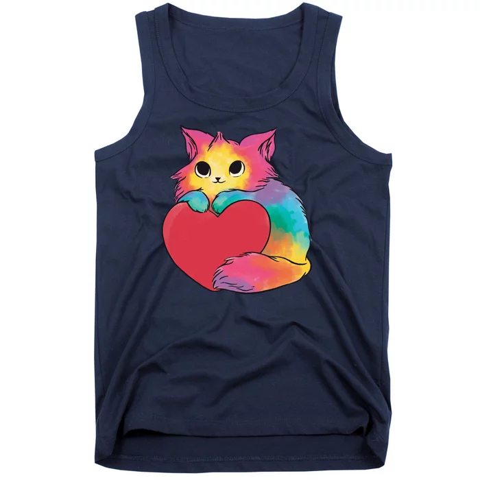 Rainbow Valentine Kitten Tank Top