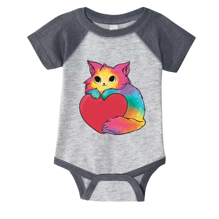 Rainbow Valentine Kitten Infant Baby Jersey Bodysuit