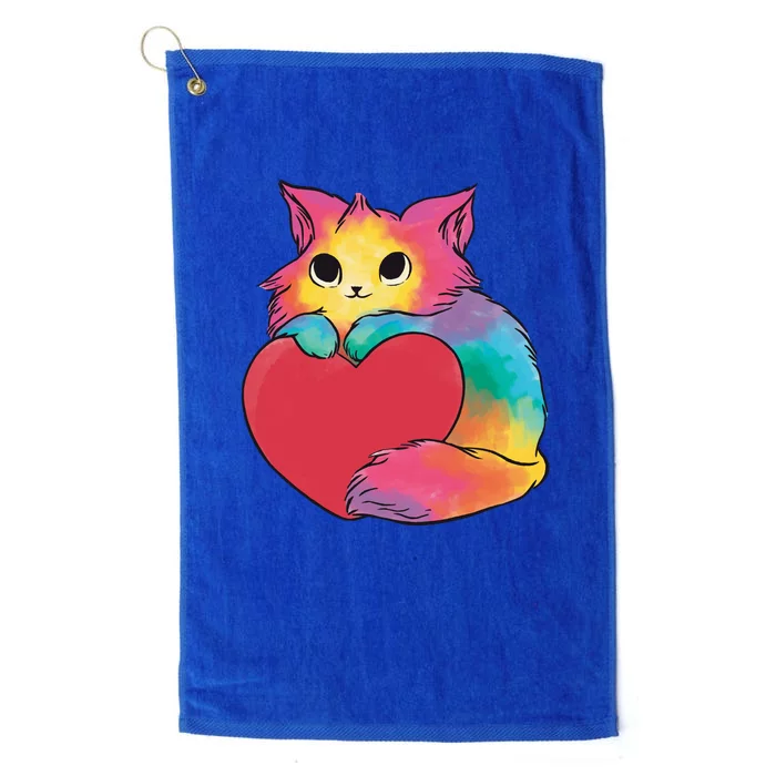 Rainbow Valentine Kitten Platinum Collection Golf Towel