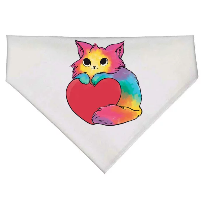 Rainbow Valentine Kitten USA-Made Doggie Bandana