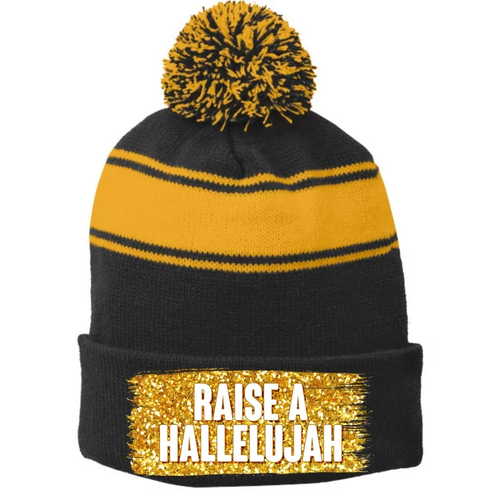 Raise A Hallelujah Stripe Pom Pom Beanie