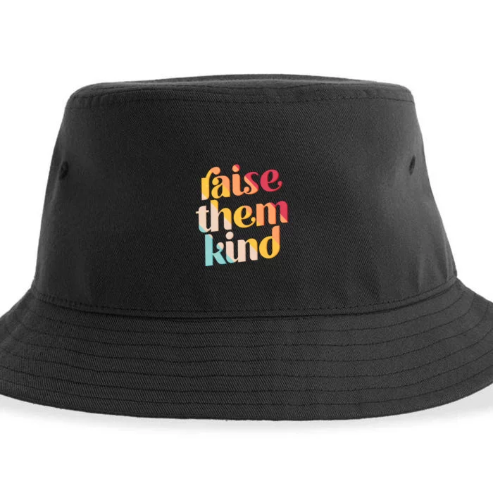 Raise Them Kind Vintage Style Colors Sustainable Bucket Hat