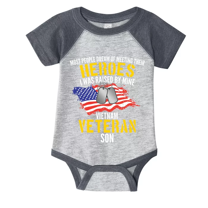 Raised By My Hero Proud Vietnam Veterans Son Infant Baby Jersey Bodysuit