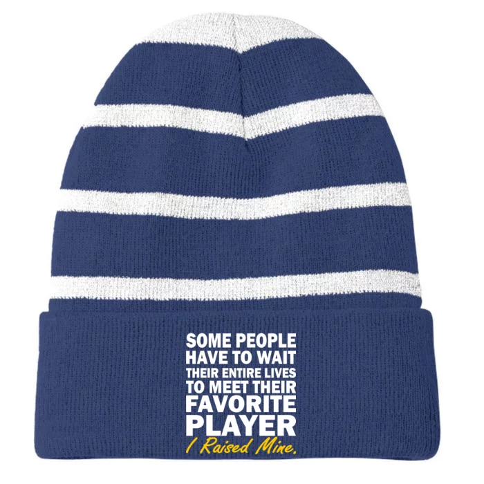 Raised My Favorite Player Striped Beanie with Solid Band