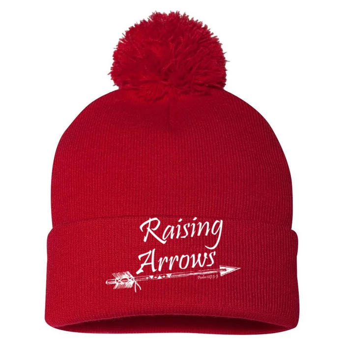 Raising Arrows Christian Psalm 127:3-5 Pom Pom 12in Knit Beanie