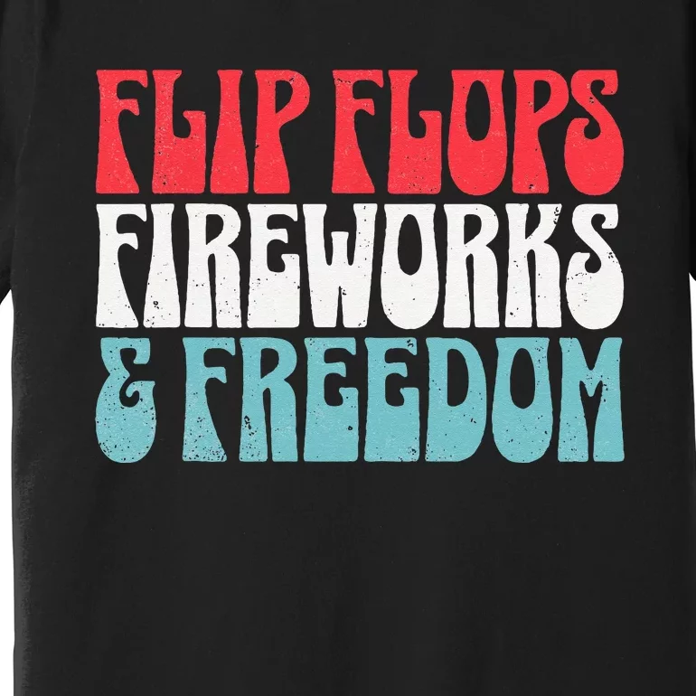 Retro American July 4th Summer Flip Flops Fireworks Freedom Premium T-Shirt