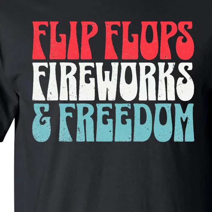 Retro American July 4th Summer Flip Flops Fireworks Freedom Tall T-Shirt