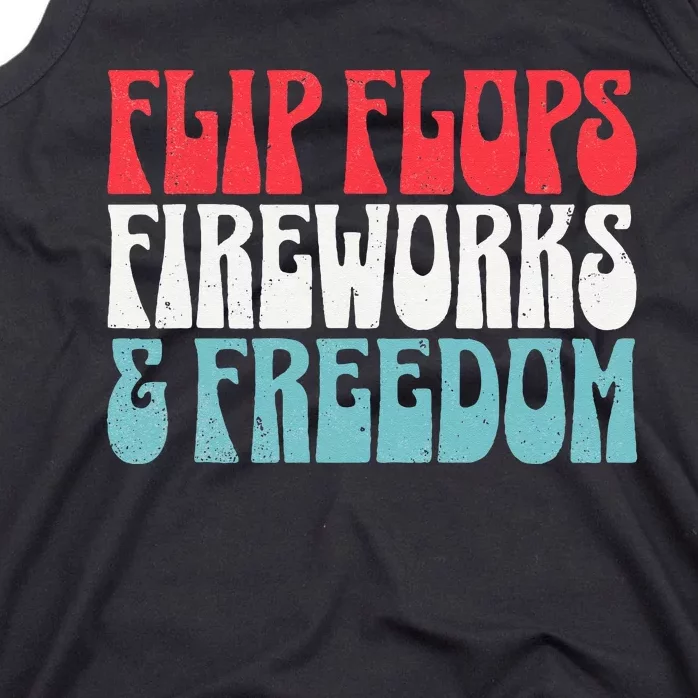 Retro American July 4th Summer Flip Flops Fireworks Freedom Tank Top