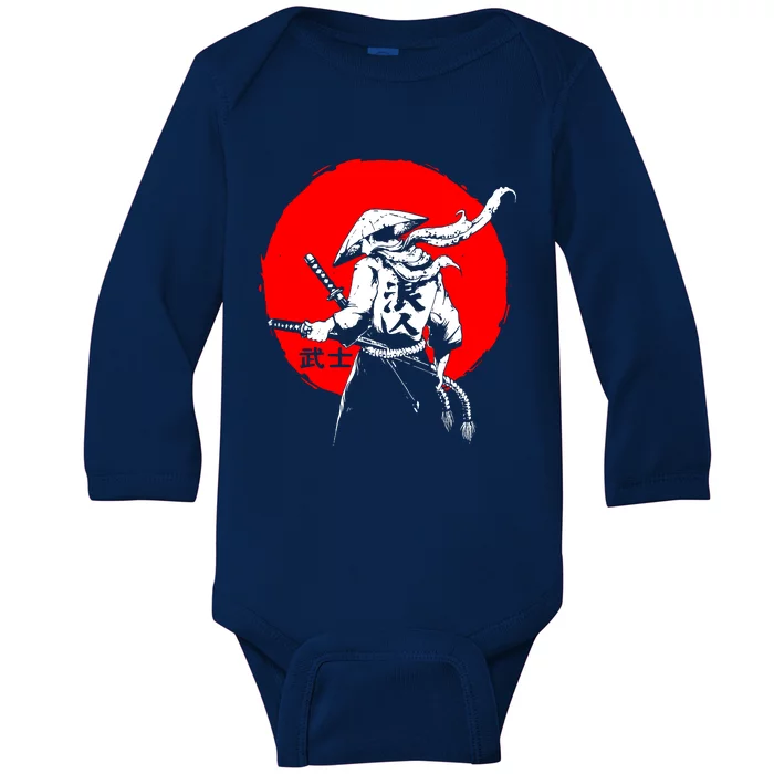 Retro Ancient Japan Samurai Warrior Tokyo Samurai Katana Baby Long Sleeve Bodysuit