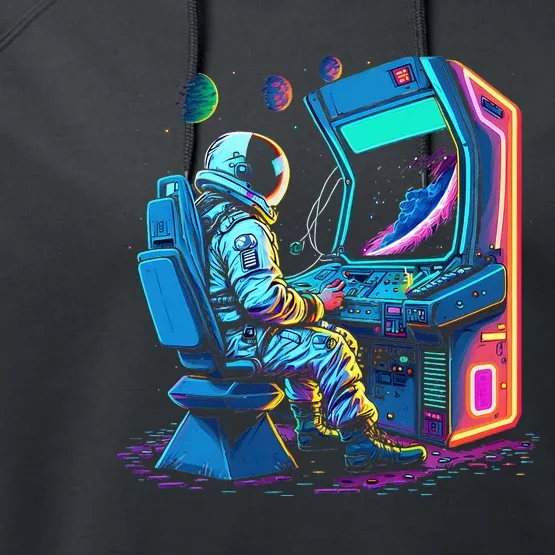 Retro Astronaut Jupiter Starship Game Spacestation Performance Fleece Hoodie