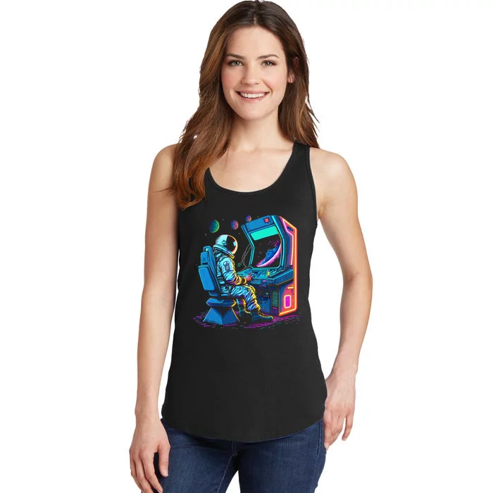 Retro Astronaut Jupiter Starship Game Spacestation Ladies Essential Tank