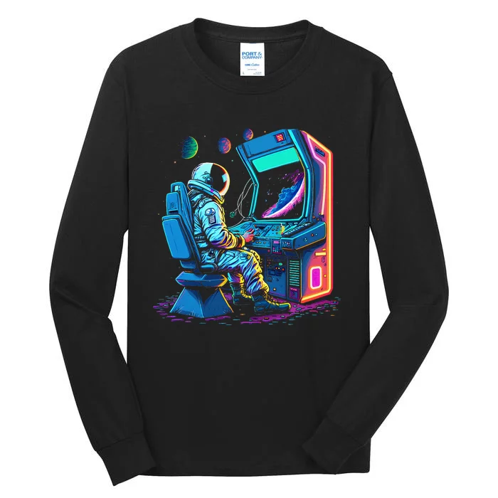 Retro Astronaut Jupiter Starship Game Spacestation Tall Long Sleeve T-Shirt