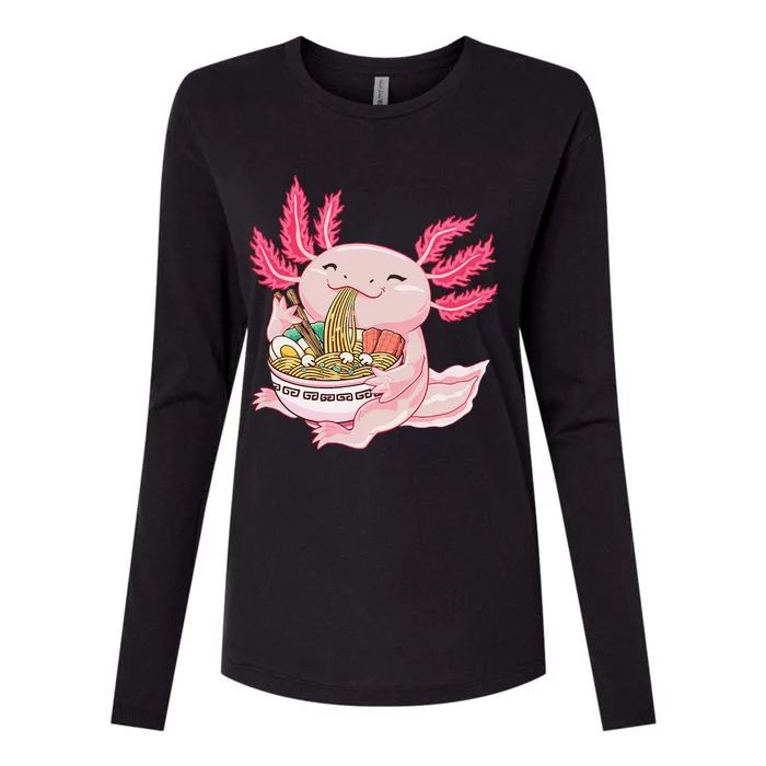 Ra Axolotl Kawaii Anime Japanese Noddles Anime Womens Cotton Relaxed Long Sleeve T-Shirt