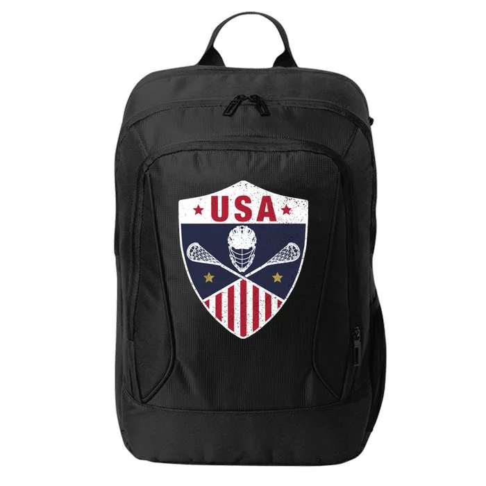 Retro American Lacrosse I Proud USA Lax Player Gift City Backpack