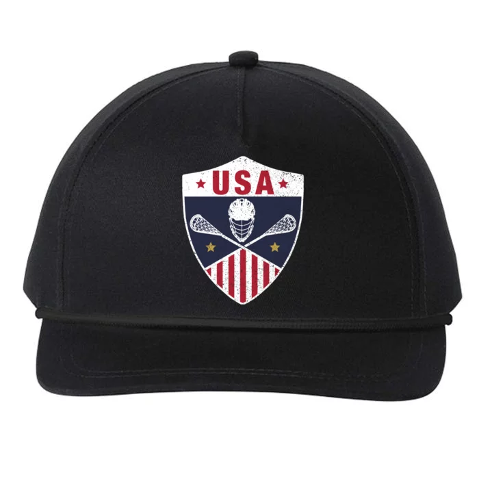 Retro American Lacrosse I Proud USA Lax Player Gift Snapback Five-Panel Rope Hat