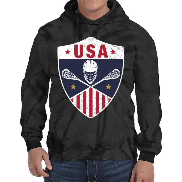 Retro American Lacrosse I Proud USA Lax Player Gift Tie Dye Hoodie