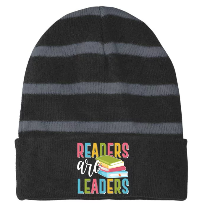 Readers Are Leaders Book Lover Striped Beanie with Solid Band