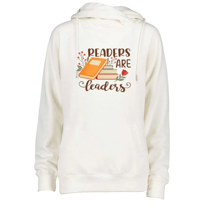 Readers Are Leaders Reading Books Gift Womens Funnel Neck Pullover Hood