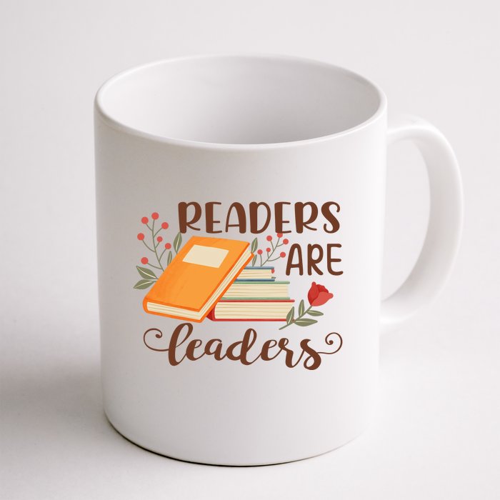 Readers Are Leaders Reading Books Gift Front & Back Coffee Mug