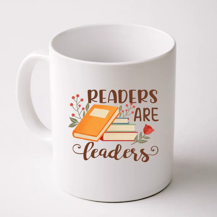 Readers Are Leaders Reading Books Gift Front & Back Coffee Mug