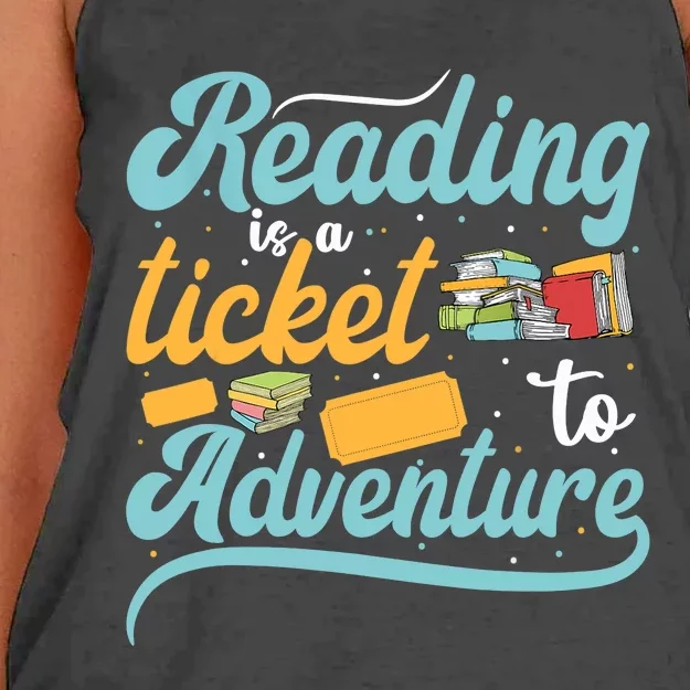 Reading Adventure Library Student Teacher Book Women's Knotted Racerback Tank