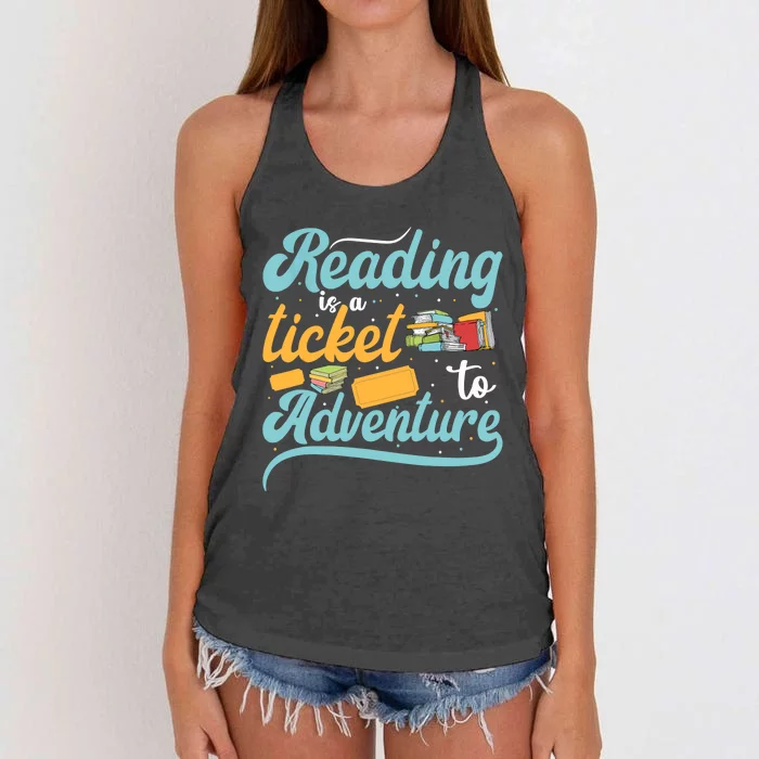 Reading Adventure Library Student Teacher Book Women's Knotted Racerback Tank