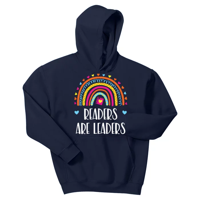 Readers Are Leaders Rainbow Book Lovers Kids Hoodie