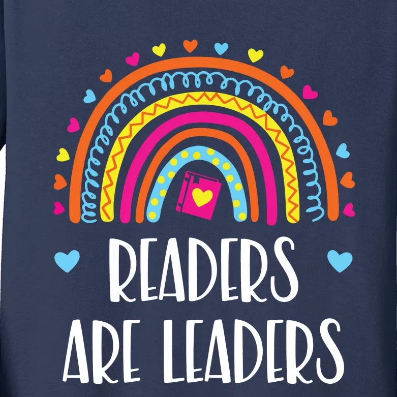 Readers Are Leaders Rainbow Book Lovers Kids Long Sleeve Shirt