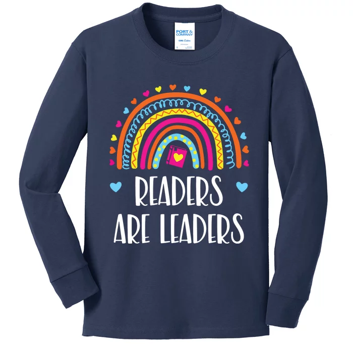 Readers Are Leaders Rainbow Book Lovers Kids Long Sleeve Shirt