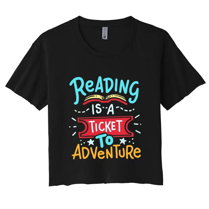 Reading Adventure Library Student Teacher Book Gift Women's Crop Top Tee