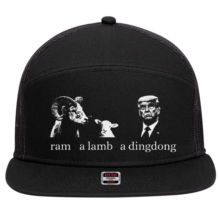 Ra.M A Lamb A Dingdong Funny Anti Trump Ramalambadingdong 7 Panel Mesh Trucker Snapback Hat