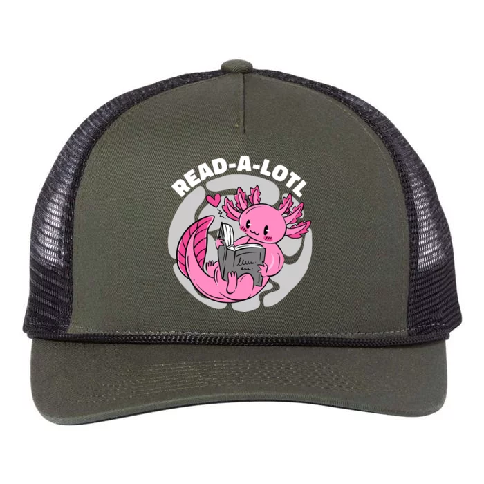 Read A Lotl Axolotl Cute Funny Reading Book Lover Retro Rope Trucker Hat Cap