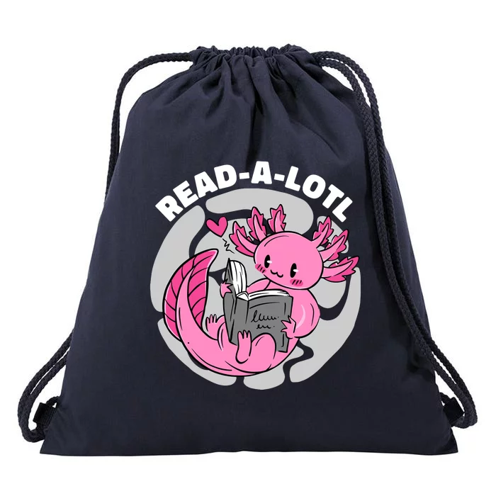 Read A Lotl Axolotl Cute Funny Reading Book Lover Drawstring Bag