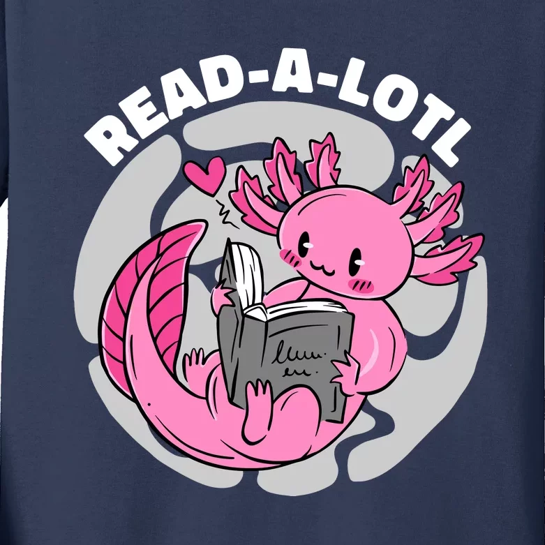 Read A Lotl Axolotl Cute Funny Reading Book Lover Kids Long Sleeve Shirt